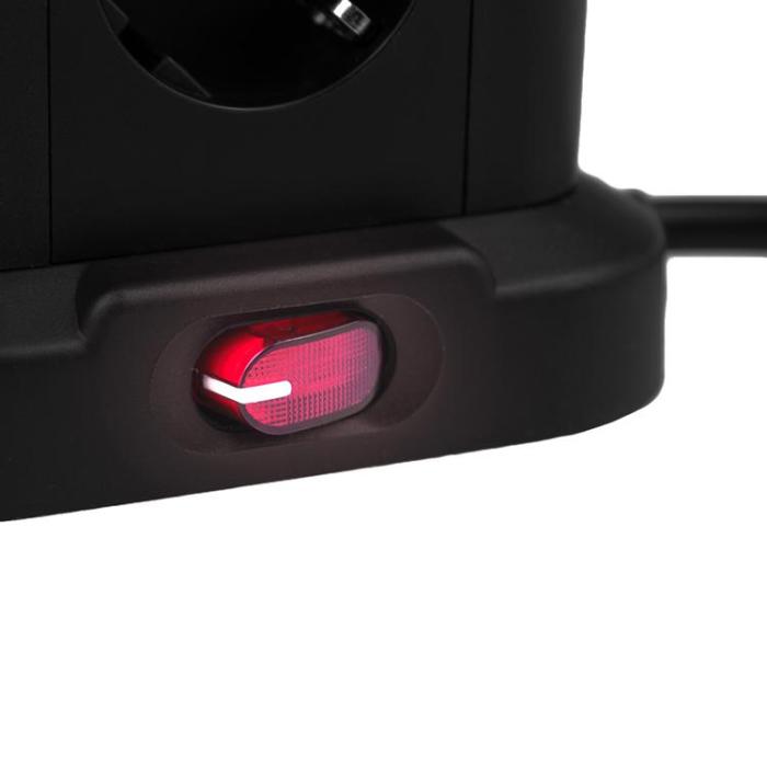 Huslog - Huslog Vertikal Förlängningssladd med USB - Svart