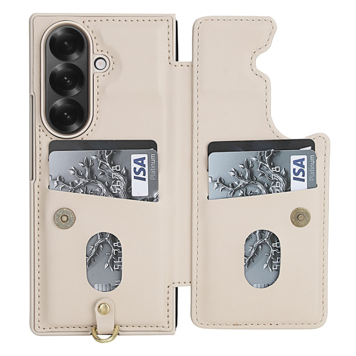A-One Brand - Galaxy Z Fold7 Plånboksfodral Med 2 Remmar - Beige