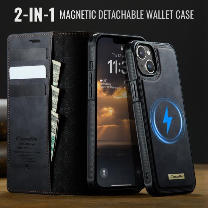 Caseme - CASEME C49 iPhone 13 Fodral MagSafe KonstLäder RFID-Skydd Svart