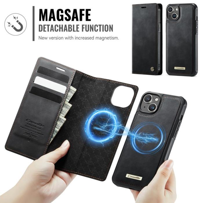 Caseme - CASEME C49 iPhone 13 Fodral MagSafe KonstLäder RFID-Skydd Svart