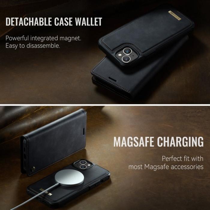Caseme - CASEME C49 iPhone 13 Fodral MagSafe KonstLäder RFID-Skydd Svart