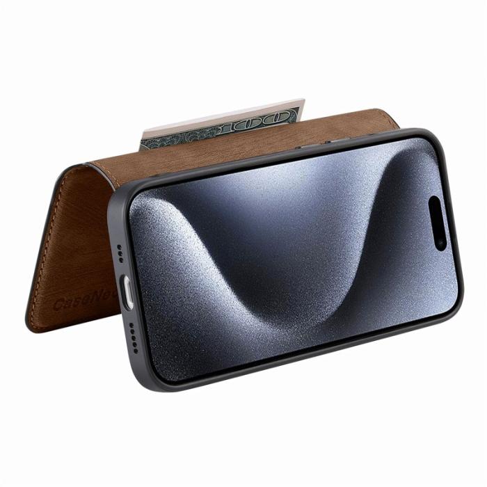 CASENEO - CASENEO iPhone 16 Pro Plånboksfodral Konstläder - Brun