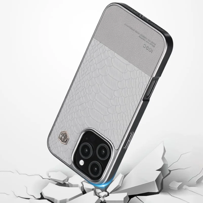 KIGC - KIGC iPhone 16 Pro Mobilskal Crocodile Texture - Grå