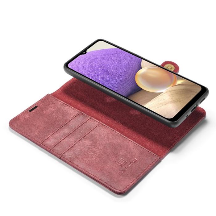 DG.MING - DG.MING Samsung Galaxy A32 5G Plånboksfodral Äkta Läder Detachable Röd