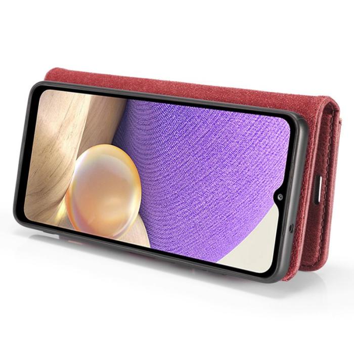 DG.MING - DG.MING Samsung Galaxy A32 5G Plånboksfodral Äkta Läder Detachable Röd