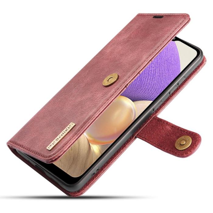 DG.MING - DG.MING Samsung Galaxy A32 5G Plånboksfodral Äkta Läder Detachable Röd
