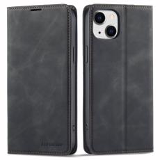 FORWENW - FORWENW iPhone 14 Fantasy Series Pl&aring;nboksfodral i Skinv&auml;nligt Konstl&auml;der - Svart