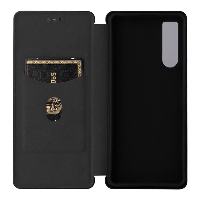A-One Brand - Sony Xperia 10 V Plånboksfodral Carbon Fiber - Svart