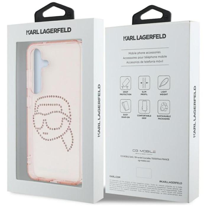 KARL LAGERFELD - Karl Lagerfeld Galaxy S25 Mobilskal Rhinestones Karl Head Logo - Rosa