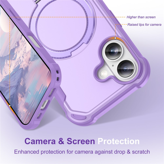 A-One Brand - iPhone 17 Mobilskal MagSafe TPU+PC Kickstand Shockproof - Lila