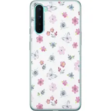 Gustaf - Mobilskal till OnePlus Nord med Blommor och fj&auml;rillar