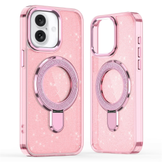 A-One Brand - iPhone 17 Mobilskal Glitter Design TPU + PC Kickstand - Rosa