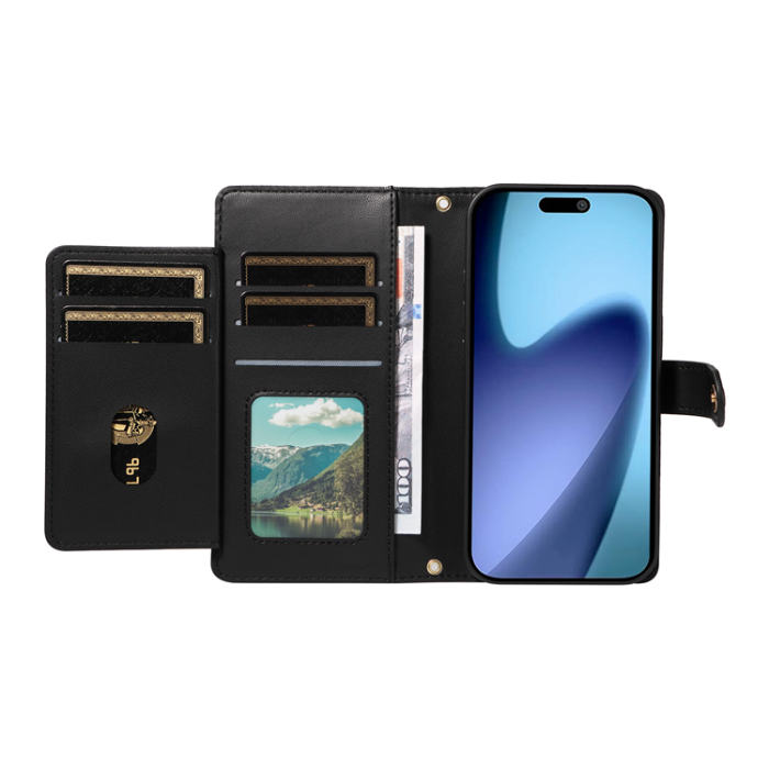 A-One Brand - iPhone Air Plånboksfodral Rhombus Läder - Svart