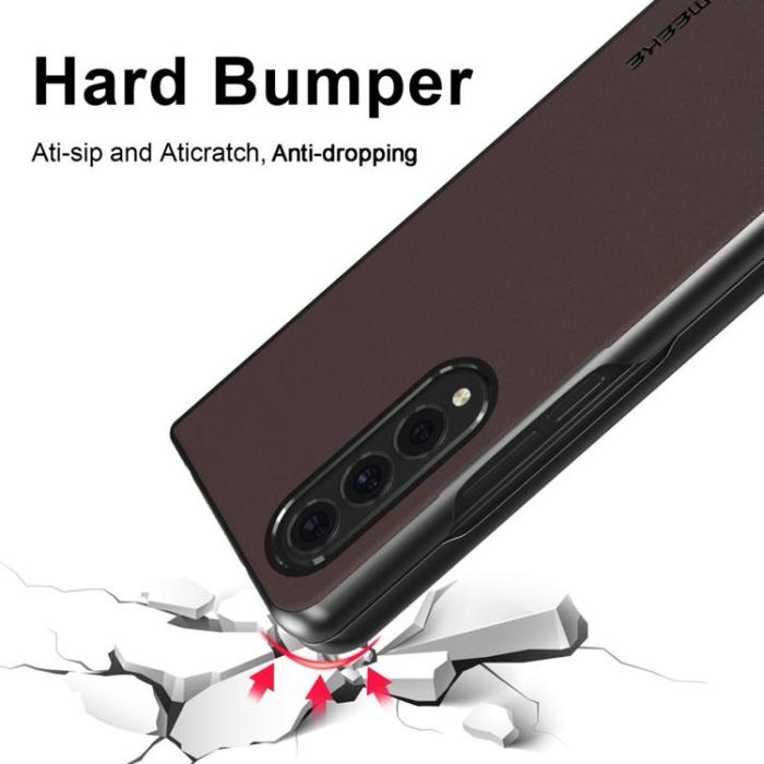 LC.imeeke - LC.IMEEKE Galaxy Z Fold 4 Skal TPU-ram Läder - Brun