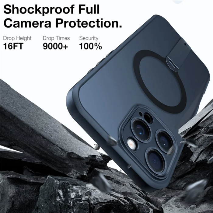 Torras - Torras iPhone 16 Pro Mobilskal Magsafe Rotating Kickstand - Svart