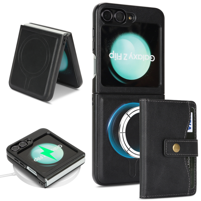 A-One Brand - Galaxy Z Flip 6 Mobilskal MagSafe Detachable Korthållare Kickstand