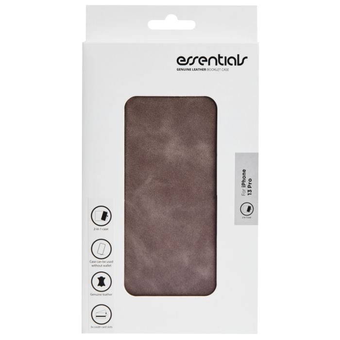 UTGATT1 - Essentials iPhone 13 Pro Plånboksfodral Äkta Läder Detachable