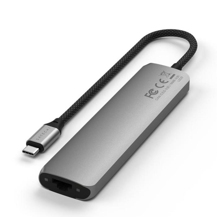 Satechi - Satechi 7-i-1 HUBB USB-C Slim Multiport Adapter med Ethernet - Rymdgrå