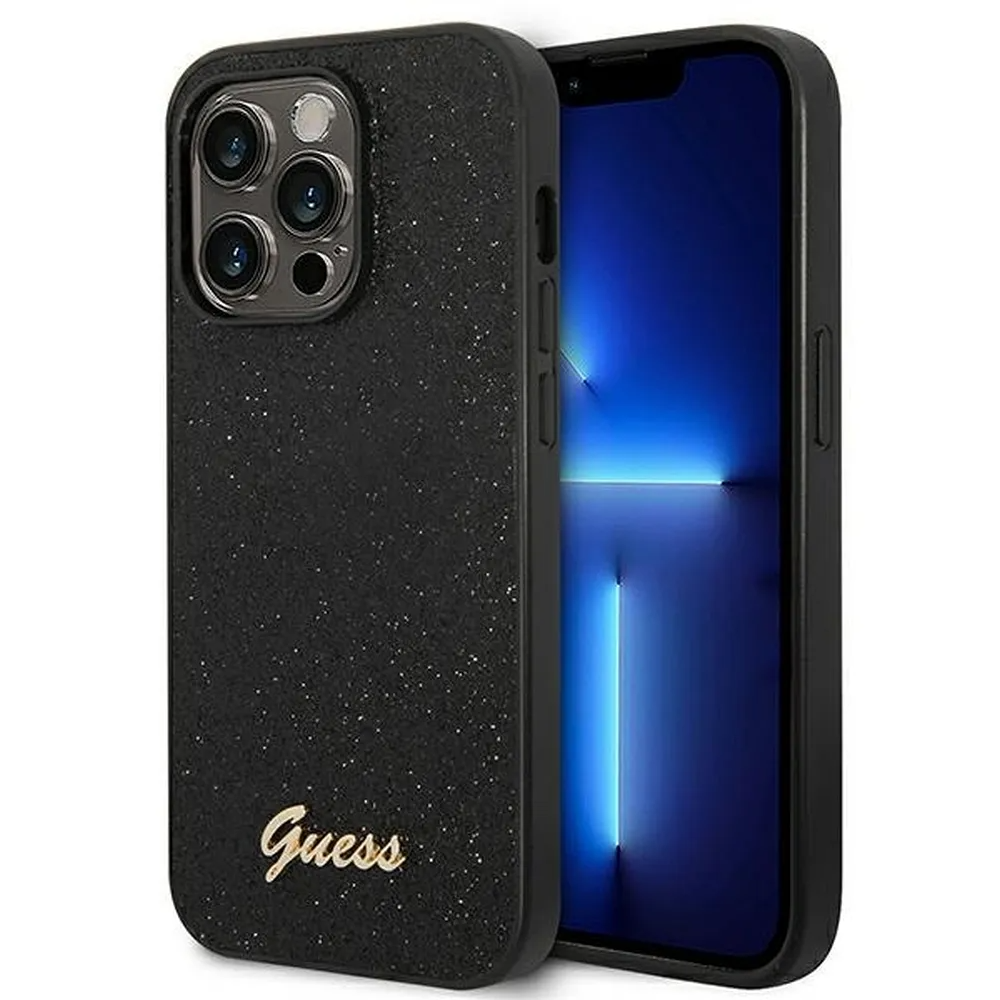 GUESS iPhone 14 Pro Skal Glitter Flakes Script Metal Logo | 2353 | AlltMobil