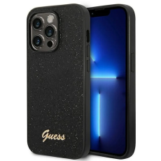 UTGATT1 - GUESS iPhone 14 Pro Skal Glitter Flakes Script Metal Logo