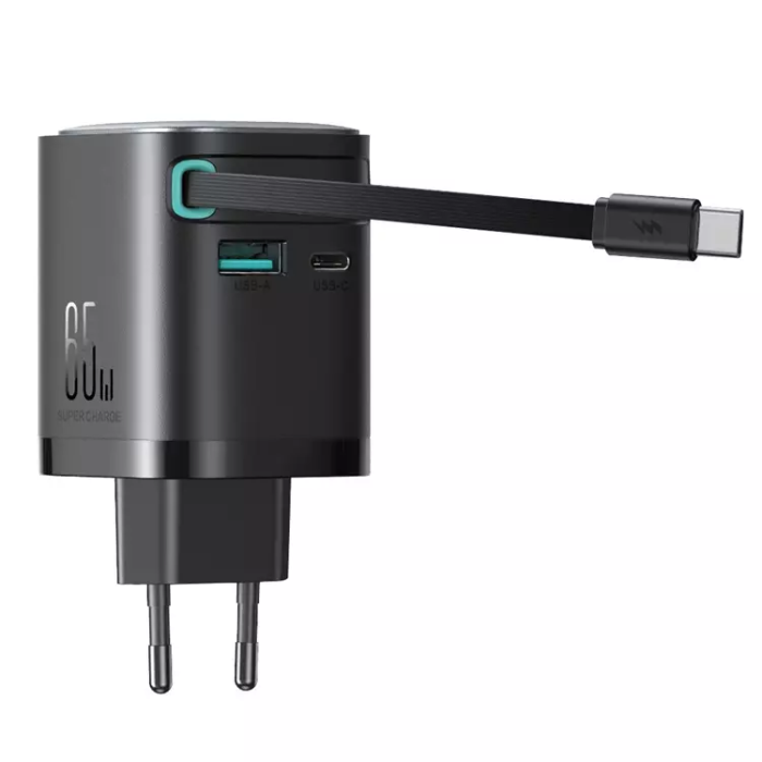 Joyroom - Joyroom Snabbladdare 65W USB-A/USB-C inbyggt USB-C Kabel