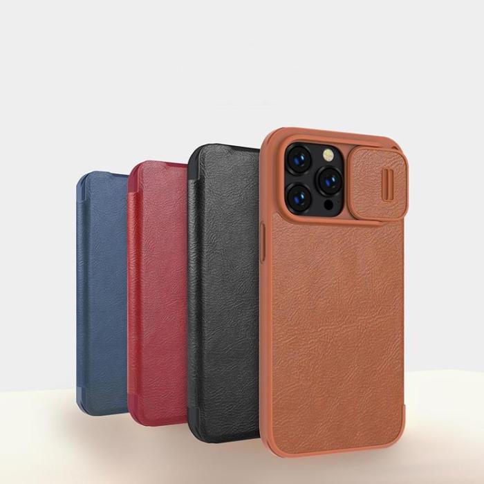 Nillkin - Nillkin iPhone 14 Pro Max Plånboksfodral QinPro Läder - Svart