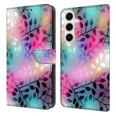 OEM - Samsung Galaxy S26 Pl&aring;nboksfodral Magnetl&aring;s 3D M&ouml;nster Konstl&auml;der - L&ouml;nnblad