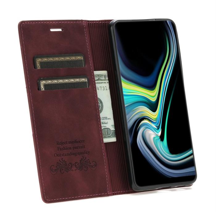 OEM - Samsung Galaxy S26 Plånboksfodral Magnetisk Stängning Konstläder - Vinröd