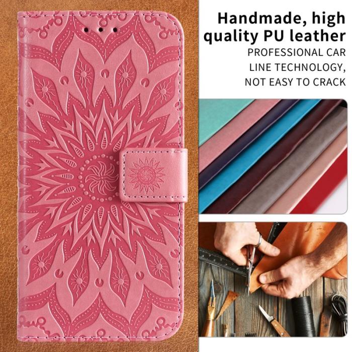 OEM - Samsung Galaxy S26 Plus Plånboksfodral Konstläder Solrostryck - Rosa