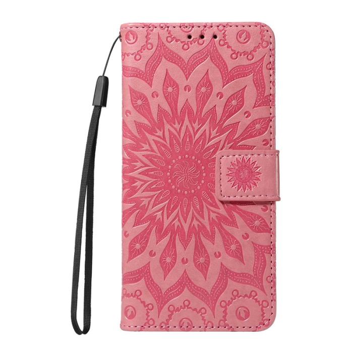 OEM - Samsung Galaxy S26 Plus Plånboksfodral Konstläder Solrostryck - Rosa