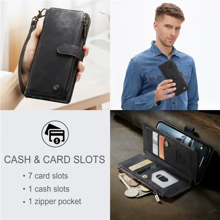 Caseme - CASEME iPhone 15 Pro Max Plånboksfodral C30 Zipper - Svart