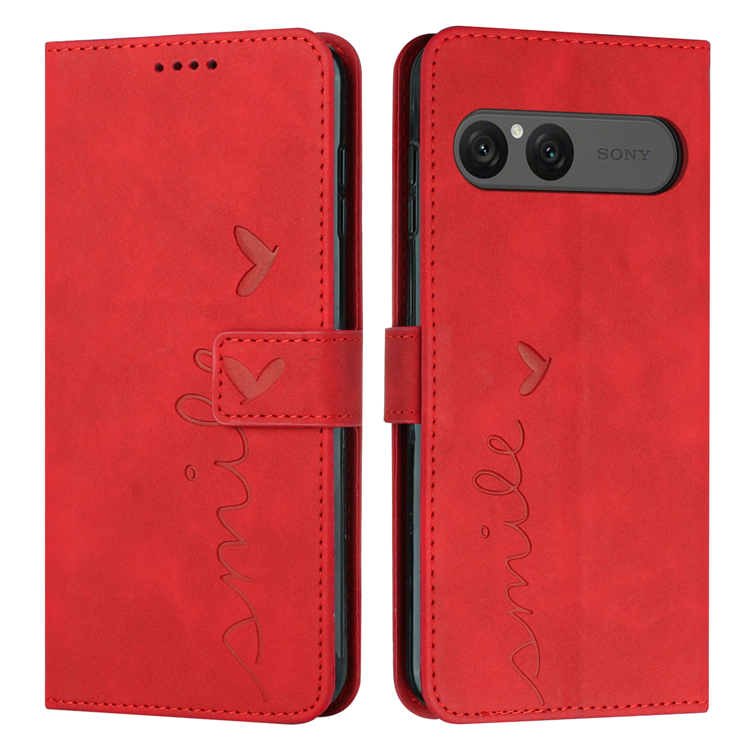 Sony Xperia 10 VII Plånboksfodral Imprinted Heart - Röd | 2353 | AlltMobil