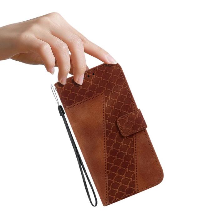 OEM - Samsung Galaxy S26/S26 Pro Ställskal 7-formad Mönster KonstLäder - Brun