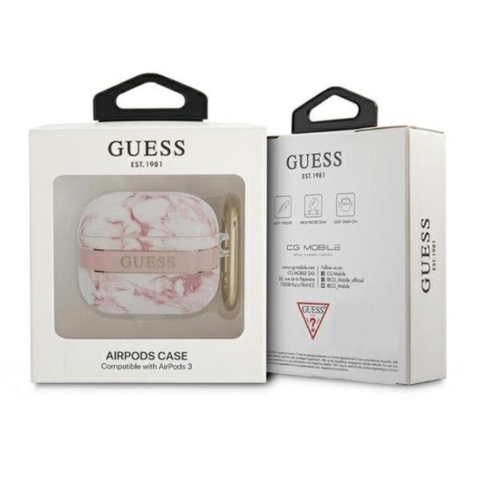 Guess - Guess AirPods 3 Skal Marble Strap Collection - Rosa