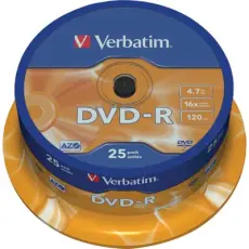 UTGATT5 - Verbatim DVD-R, 16x, 4,7GB/120min, 25-pack spindel, AZO