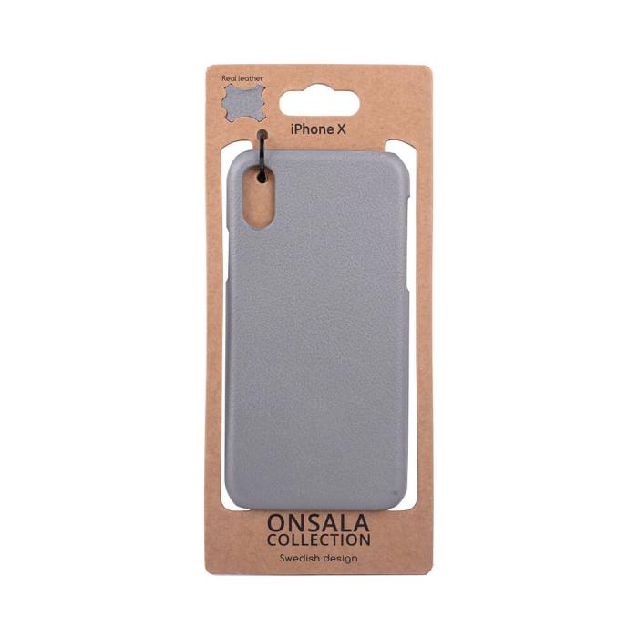 Onsala - ONSALA Mobilskal Skinn Grå iPhone X/Xs