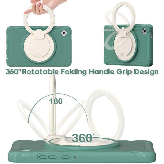 A-One Brand - Galaxy Tab A11 Skal Rotary Kickstand Handle - Emerald Grön