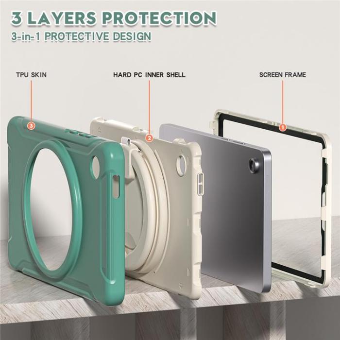 A-One Brand - Galaxy Tab A11 Skal Rotary Kickstand Handle - Emerald Grön