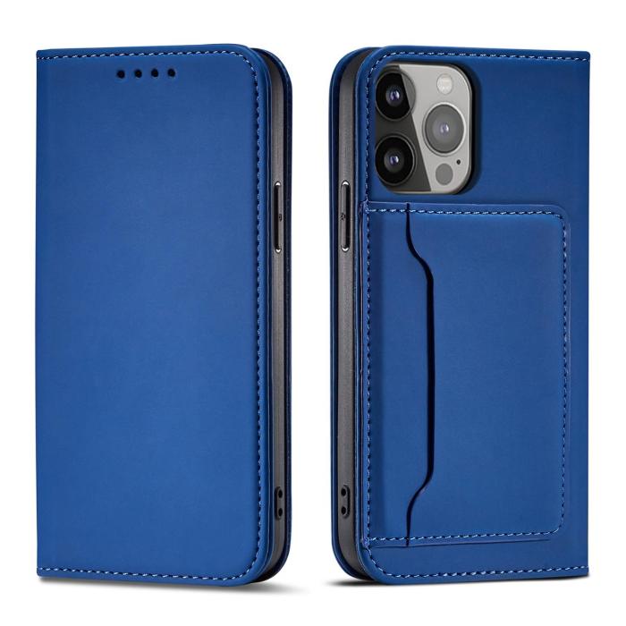 OEM - iPhone 13 Plånboksfodral Magnet Stand - Blå