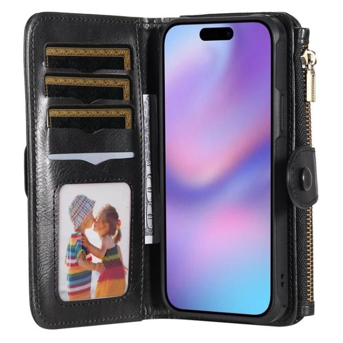 A-One Brand - iPhone Air Plånboksfodral Detachable korthållare - Svart