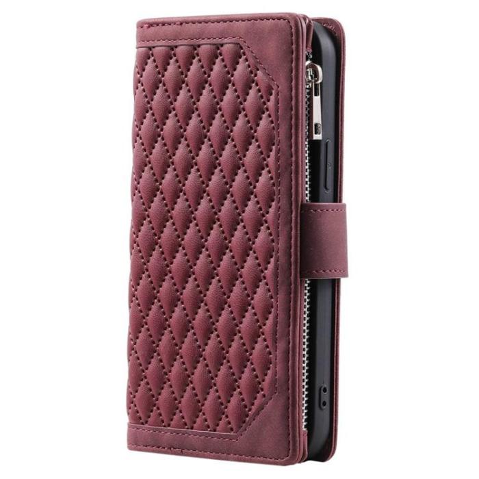 A-One Brand - Galaxy A33 5G Plånboksfodral Rhombus Grid - Vinröd