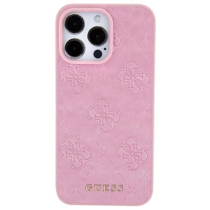 Guess - Guess iPhone 15 Pro Max Mobilskal Leather Stamped - Rosa