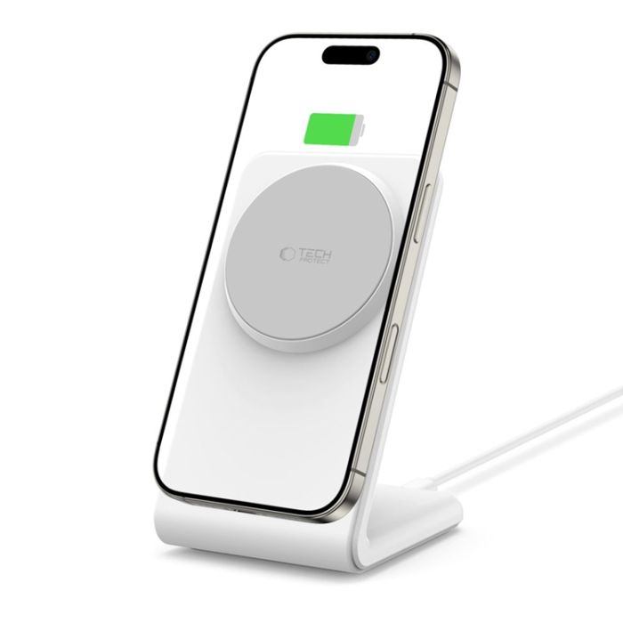 Tech-Protect - Tech-Protect QI 15W-A38 Magsafe Trådlös Laddare Magnetic - Vit