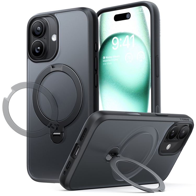 TORRAS Mobilskal till iPhone 17 MagSafe Rotating Kickstand - Svart | 2353 | AlltMobil
