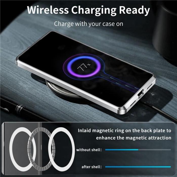 A-One Brand - Galaxy S24 Mobilskal MagSafe Metal Frame - Silver