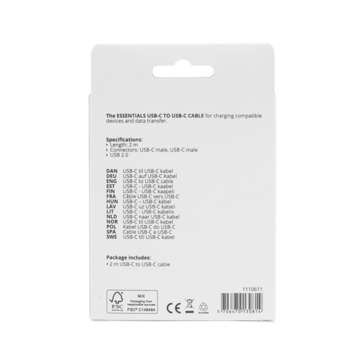 UTGATT1 - Essentials USB-C till USB-C Kabel 2m - Vit