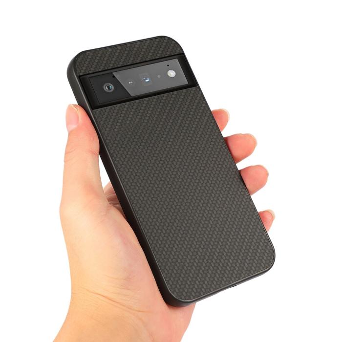 A-One Brand - Carbon Fiber Läder Skal Google Pixel 6 - Svart
