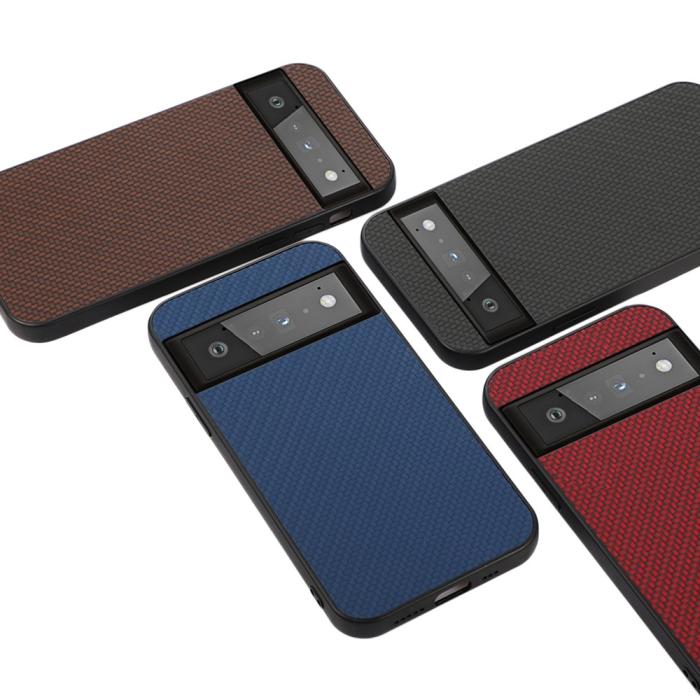 A-One Brand - Carbon Fiber Läder Skal Google Pixel 6 - Svart