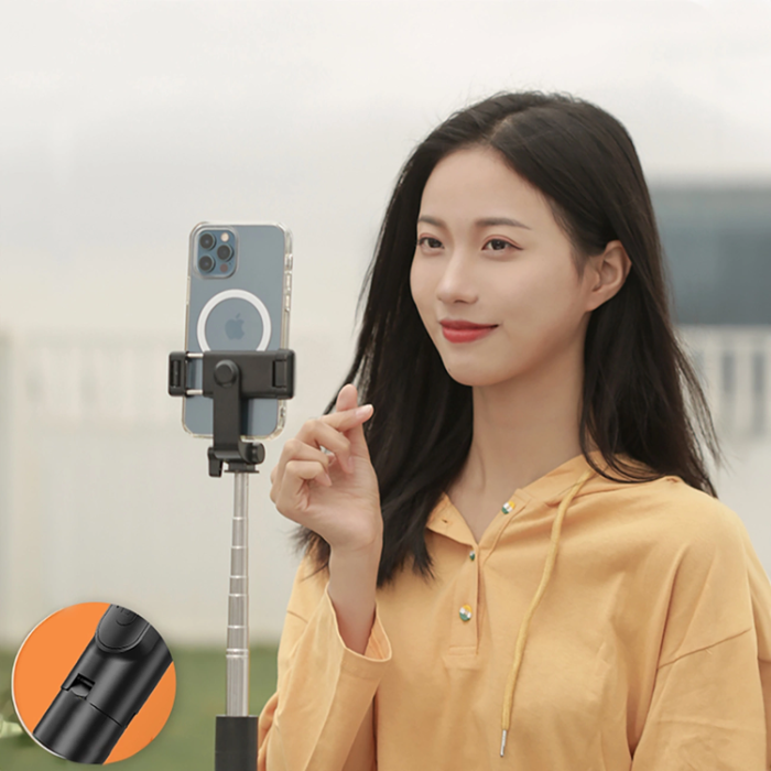OEM - Selfiestick Teleskopstativ 1m med Telefonhållare - Svart