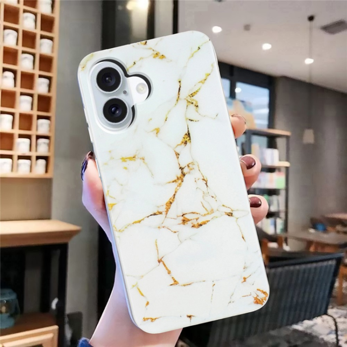A-One Brand - iPhone 17 Mobilskal Marble Pattern Painted TPU - Vit